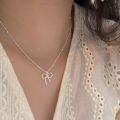 wholesale S925 Sterling Silver Dainty Minimalist Bow Necklace for Women, Summer New Release, Versatile Niche Collarbone Chain-0-2