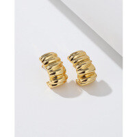 wholesale 925 Sterling Silver Folded and Twisted Gold Earrings for Women, Studs, Light Luxury Advanced Retro Style New Earrings-Gold earrings with plastic earrings 925 silver