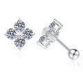 S925 Silver Cross Screw Ear Studs, D Color Moissanite, Simple Ins Style-0-3