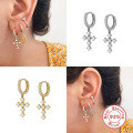 wholesale S925 Sterling Silver Diamond-Studded Cross Ear Cuff,-0-1