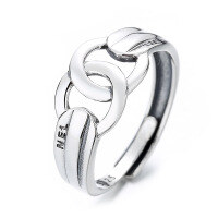 wholesale S925 Sterling Silver Geometric Twist Letter Ring Trendy Hong Kong Style Street Fashion Unisex Index Finger Ring-584J/approx. 2.8g Adjustable opening