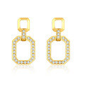 wholesale Platinum 18K Gold Geometric Square Buckle Earrings Set with Lab-Grown Diamonds, Sophisticated Fine Jewelry Diamond Stud Earrings-0-4