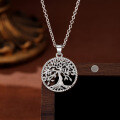 wholesale S925 Sterling Silver European and American Cross-Border Hollow Tree of Life Retro Pendant Fashion Silver Necklace for Women Wholesale from Manufacturers-0-0