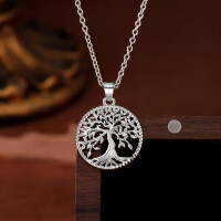 wholesale S925 Sterling Silver European and American Cross-Border Hollow Tree of Life Retro Pendant Fashion Silver Necklace for Women Wholesale from Manufacturers-Single Pendant - Without Chain 925 Silver