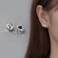 wholesale S925 silver wide-surface engraved round ear clips, summer minimalist unisex elegant ear accessories M01864-0-1