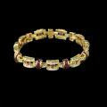 wholesale Gold Plated 925 Silver Bracelet with High Carbon Diamonds and GRC Lab-Grown Ruby, Fashionable Niche Jewelry Versatile Accessory for Women-0-0