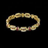 wholesale Gold Plated 925 Silver Bracelet with High Carbon Diamonds and GRC Lab-Grown Ruby, Fashionable Niche Jewelry Versatile Accessory for Women-GRC Cultured Ruby - 18cm  925 Silver