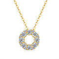 14K Gold Plated 925 Silver Moissanite Round Pendant Necklace-0-3