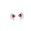 S925 Sterling Silver Synthetic Ruby Heart Stud Earrings-0-3
