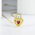 wholesale S925 Sterling Silver Red Corundum Small Red Heart Necklace for Women, High-End Birthday Gift, Xiaohongshu Live Stream Item-0-1