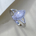 wholesale S925 Sterling Silver 4*8mm Marquise Zircon Halo Elegant Fashion Ring for Women Wedding Party-0-2