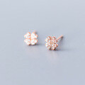 wholesale 925 Sterling Silver Ear Studs Women Korean Style Fashion Ins Wind Minimalist Four-Leaf Flower with Diamond Inlay Fashion Earrings G3011-0-2