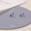 wholesale 999 Sterling Silver Blue Iris Flower Stud Earrings-0-8