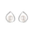 wholesale S925 sterling silver irregular teardrop-shaped spliced pearl earrings, French luxury style, gentle and elegant earrings for women-0-4