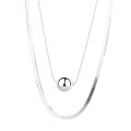 wholesale S925 Sterling Silver Korean-style Minimalist Double-layer Wish-fulfilling Snake Chain Elegant and Versatile Women's Necklace-0-4