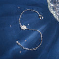 wholesale S925 Silver Wholesale Korean Fashion Double Layer Leaf Surface Geometric Chain Flower Bracelet for Women-0-11