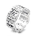 wholesale S925 Silver Yun Chao Xuan Fashion Vintage Antique Style "Daily Abundance of Wealth" Ethnic Elegance Creative Design Open Adjustable Ring-0-4