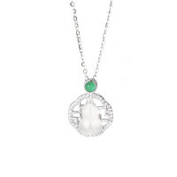 wholesale S925 Silver Chalcedony Gourd Pendant Necklace for Women, Minimalist and Unique Design, Chinese Style Necklace, Light Luxury and Elegant Collarbone Chain-Gourd Chalcedony Necklace TL012926