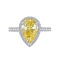wholesale S925 Silver 8*12 Yellow Diamond High Carbon Diamond Ring for Cross-Border EU and US Markets, 5 Carat Platinum Diamond Ring by Zhuozhifan New Style-0-4