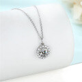 wholesale 925 Sterling Silver Moissanite Necklace with D Color Moissanite Pendant, High-End Women's Silver Jewelry Moissanite Neck Chain-0-4
