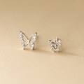 wholesale Sterling silver sweet ins-style diamond-inlaid hollow glitter butterfly earrings with design sense for women M04880-0-3