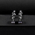wholesale S925 sterling silver new natural freshwater pearl earrings for women, fashionable and luxurious high-end design, 8mm rice pearl ear studs-0-1