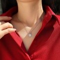 wholesale 925 Silver Moissanite Sugar Cube Necklace for Women, Small Batch Elegant Collarbone Chain, European-American Style Necklace, Ready to Ship-0-3