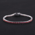 wholesale S925 sterling silver gold-plated tennis chain with stylish pomegranate red moissanite, available in 3/4/5mm, a hip-hop colorful bracelet-0-0