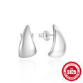 wholesale 925 Sterling Silver New Classic Minimalist Round C-Shape Diamond Stud Earrings, Korean Style-0-14