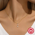 wholesale S925 Sterling Silver Four-Leaf Clover Petal Diamond Accented Luxury Choker Necklace, Amazon Bestseller-0-1