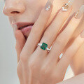wholesale S925 Sterling Silver Ring, Luxury Top-Grade Ultra-Sparkling Zircon Ring, Elegant Emerald Zircon Ring-0-1