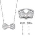 wholesale S925 Sterling Silver High-End Delicate Bow Pearl Inlaid Design Jewelry Set for Women-0-7