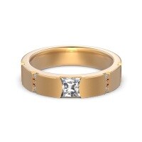 wholesale S925 Sterling Silver Couple Rings Wide Band Brushed Finish High-End Design with Micro-Paved Zirconia Valentine's Day Gift-Champagne DY121209-SX-WH (Women)  Size 8