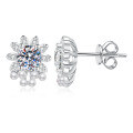 S925 Sterling Silver Moissanite Mini Pearl Flower Earrings Wholesale-0-3