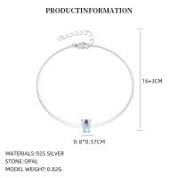 wholesale S925 Sterling Silver transparent fishline teardrop necklace for women, iridescent fairycore with imitation moonstone, chic and sophisticated-L1196_Moonlight Glass_Platinum-plated_16+3CM 925 Silver