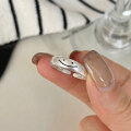 wholesale 925 Sterling Silver Brushed Smiley Ring Smiling Expression Cute Adjustable Ring Niche Design High-End Ins Pinky Ring-0-1