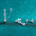 S925 Sterling Silver Moissanite Fringe Earrings for Women, Simple and Elegant-0-0