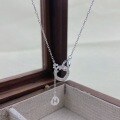 wholesale 999 Silver Roman Double Loop Tassel H Letter Necklace for Women, Lightly Textured Plain Silver Simple and Casual Collarbone Chain-0-5