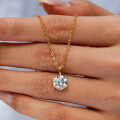 14K Gold Plated 925 Silver 1ct Six-Prong Pendant Moissanite Necklace for Cross-Border Supply-0-1