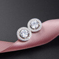 wholesale 925 Sterling Silver Round Diamond-Studded Earrings Women Korean Style Minimalist and Niche Elegant High-End Sense Circle Pack Zirconia Earrings-0-1