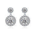 wholesale Cross-border best-selling full-diamond earrings, new style moissanite earrings, round high-end fashion round-set elegant moissanite stud earrings Place the metal material at the very beginning-0-0
