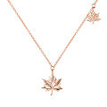wholesale Rose Gold S925 Silver Maple Leaf Necklace, Versatile Commuter Style Women's Collarbone Chain-0-4