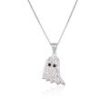 wholesale 925 Sterling Silver Full Diamond Ghost Necklace, Creative Design Niche Cross-border Halloween Ghost Face Pendant-0-4