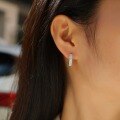 wholesale 925 Sterling Silver Metal Material, Small and Niche European and American Light Luxury Ear Hoops for Women, Non-Fading, New Style Cross-Border Hot-Selling Moissanite Earrings in Stock-0-3