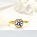 14K Gold Plated S925 Silver Ring with 1ct 65mm Moissanite-0-1