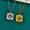 S925 Silver Square Moissanite Dreamcatcher Pendant Necklace-0-2
