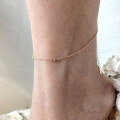 wholesale Rose gold-plated S925 sterling silver zirconia inlaid round anklet, fashionable, minimalist, exquisite, and uniquely designed accessory-0-3