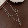 wholesale Sterling Silver Chihung S95 Minimalist Luxury Double Layer Stackable Necklace for Women, Korean Ins Trend New Edition High-End Collarbone Chain-0-3