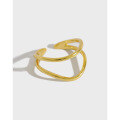 wholesale S925 Sterling Silver Korean Style INS Minimalist Double-Layer Line Smooth Surface Women's Ring Adjustable Open Band Versatile Stacking Ring-0-0