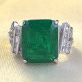 wholesale S925 silver new 10*12mm rectangular simulated emerald ring,-0-0